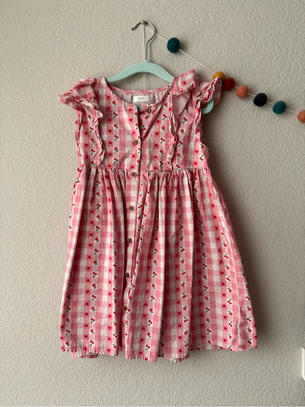 NEXT pink gingham dress